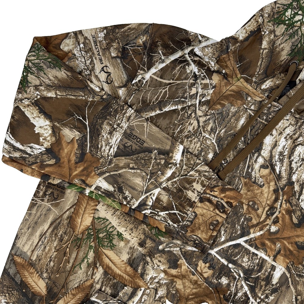 Realtree Hoodie Sweatshirt Mens Large Edge Camo Neck Gaiter Fleece Pullover